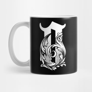 illustration of O font vintage style hand drawing design Mug